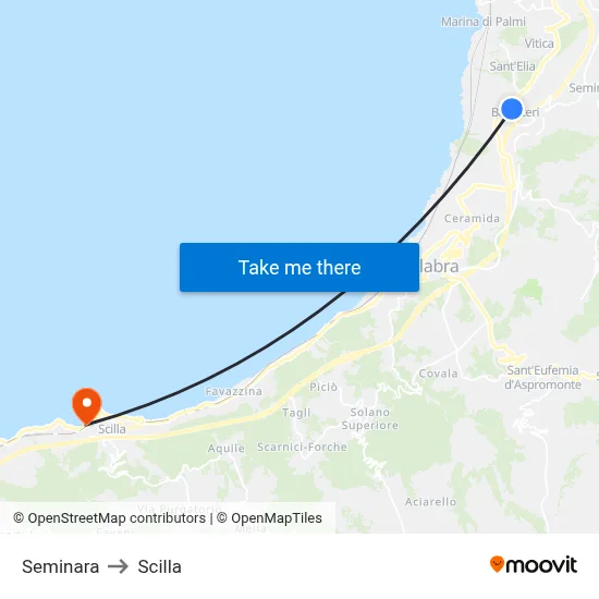 Seminara to Scilla map