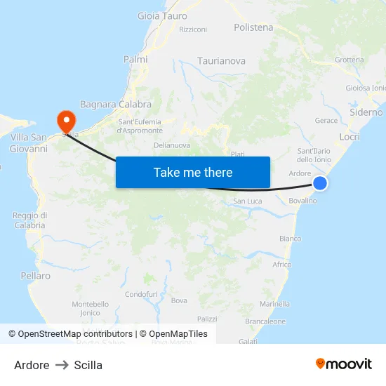 Ardore to Scilla map