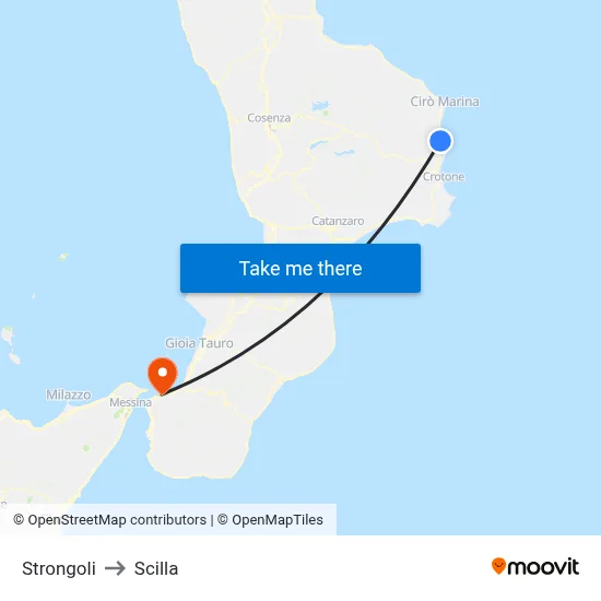 Strongoli to Scilla map