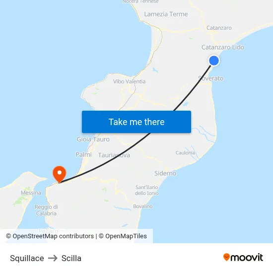 Squillace to Scilla map