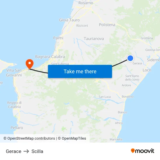 Gerace to Scilla map