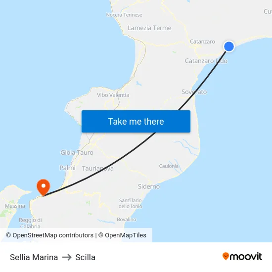 Sellia Marina to Scilla map