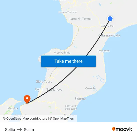 Sellia to Scilla map