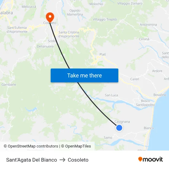 Sant'Agata Del Bianco to Cosoleto map