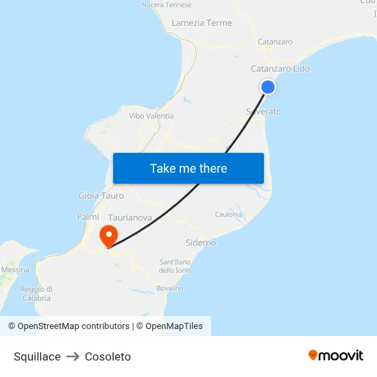 Squillace to Cosoleto map
