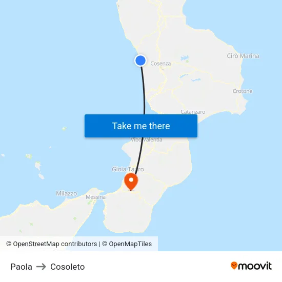 Paola to Cosoleto map