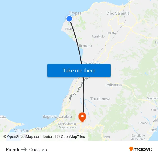 Ricadi to Cosoleto map