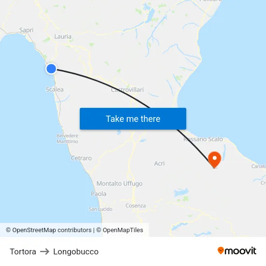 Tortora to Longobucco map