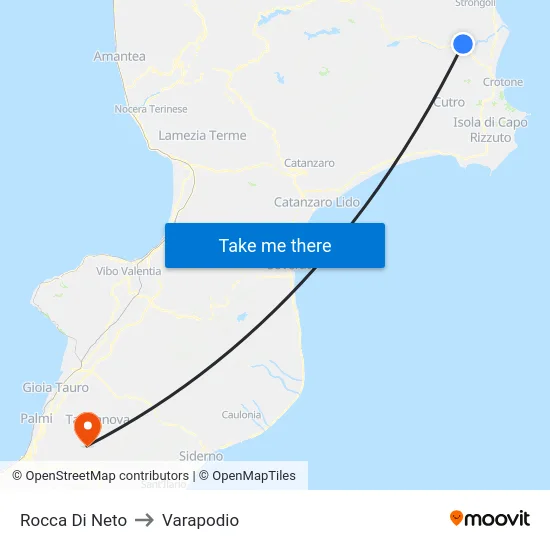 Rocca Di Neto to Varapodio map