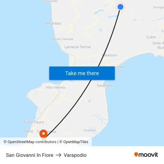 San Giovanni In Fiore to Varapodio map