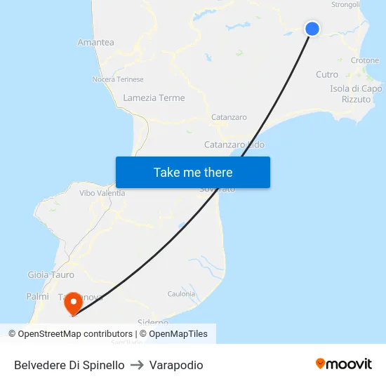Belvedere Di Spinello to Varapodio map