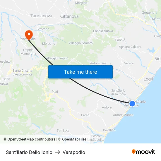 Sant'Ilario Dello Ionio to Varapodio map