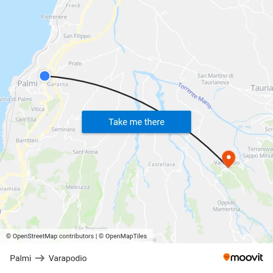 Palmi to Varapodio map