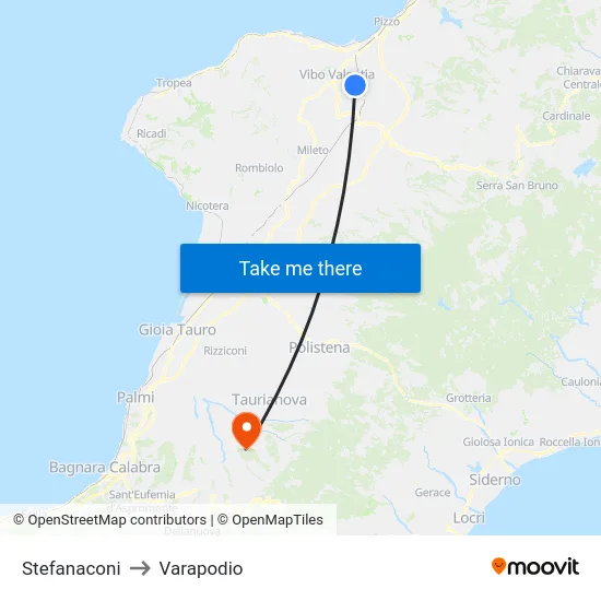 Stefanaconi to Varapodio map