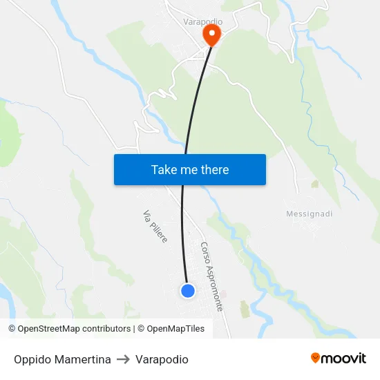 Oppido Mamertina to Varapodio map