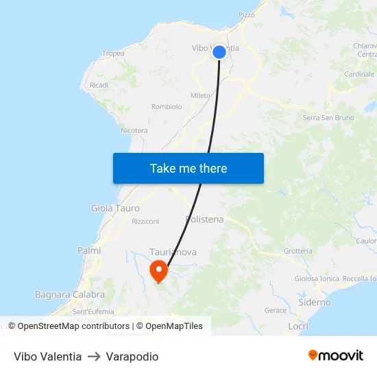 Vibo Valentia to Varapodio map