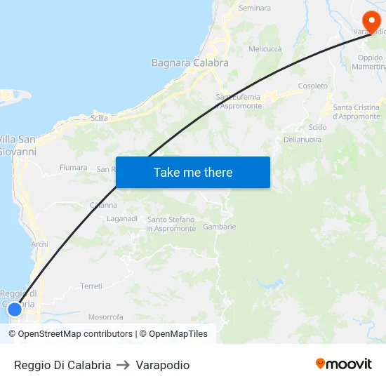 Reggio Di Calabria to Varapodio map
