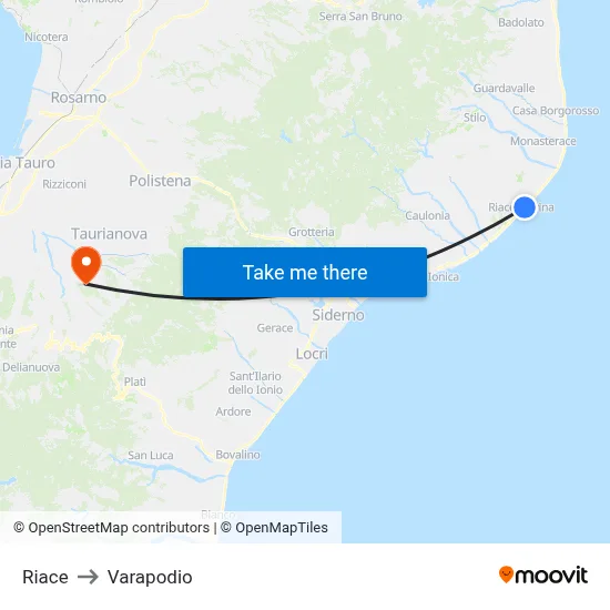 Riace to Varapodio map