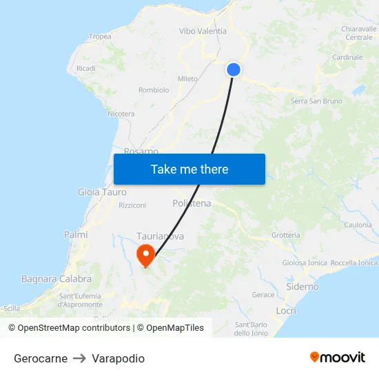 Gerocarne to Varapodio map