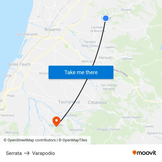 Serrata to Varapodio map
