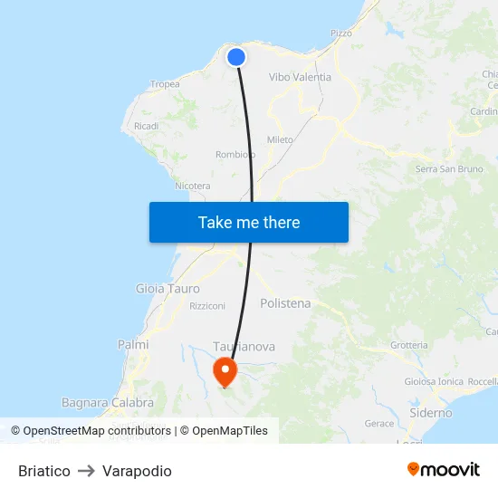 Briatico to Varapodio map