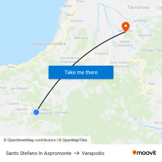 Santo Stefano In Aspromonte to Varapodio map