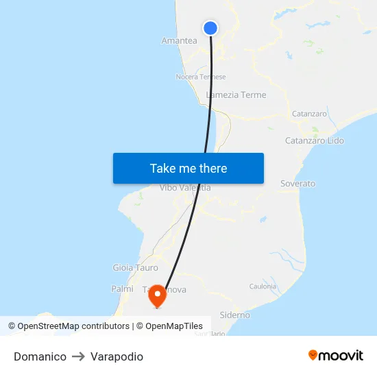 Domanico to Varapodio map