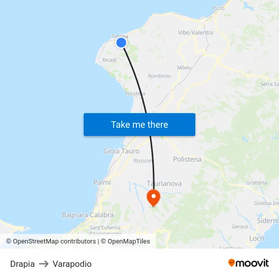 Drapia to Varapodio map