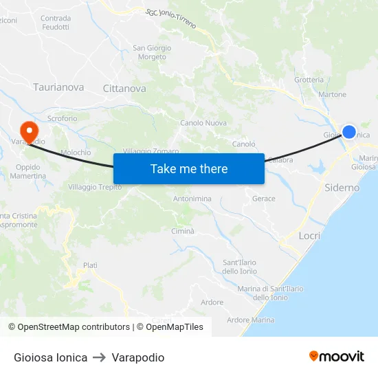 Gioiosa Ionica to Varapodio map