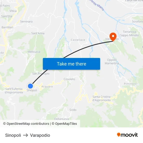 Sinopoli to Varapodio map