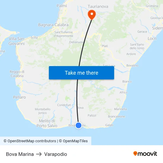 Bova Marina to Varapodio map