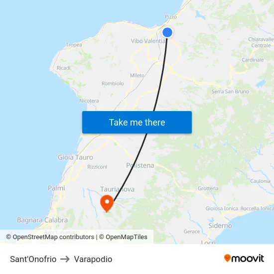 Sant'Onofrio to Varapodio map