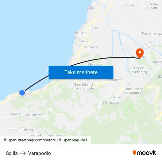 Scilla to Varapodio map