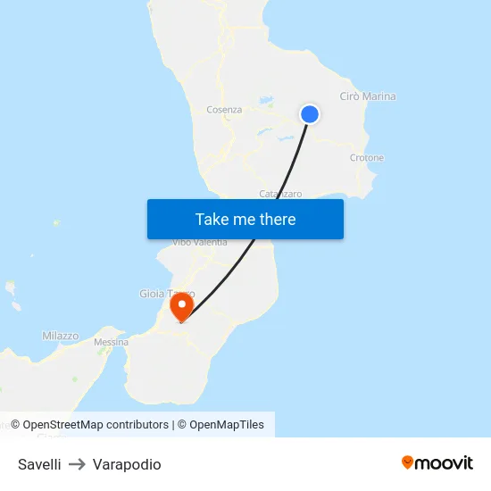 Savelli to Varapodio map