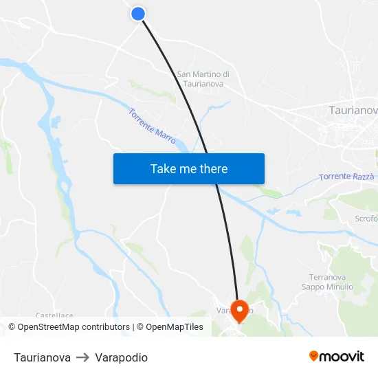 Taurianova to Varapodio map