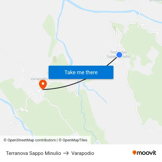 Terranova Sappo Minulio to Varapodio map