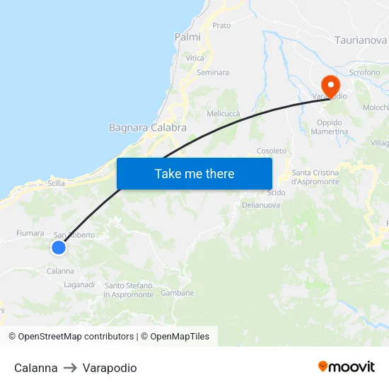 Calanna to Varapodio map