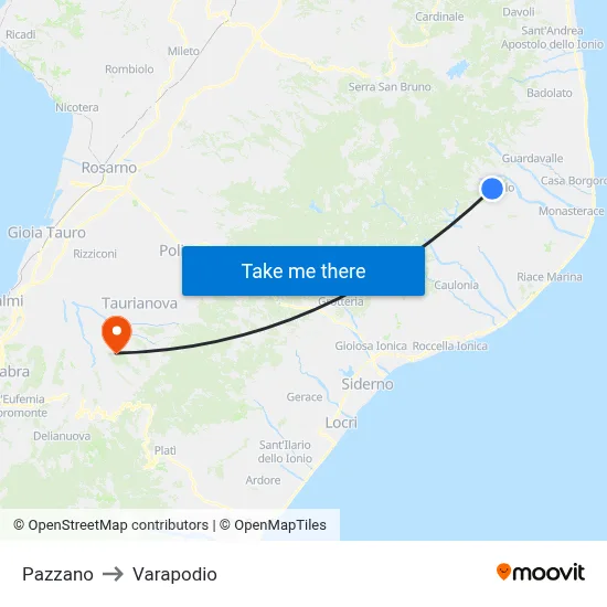 Pazzano to Varapodio map