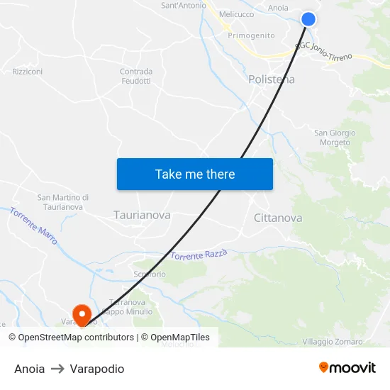Anoia to Varapodio map