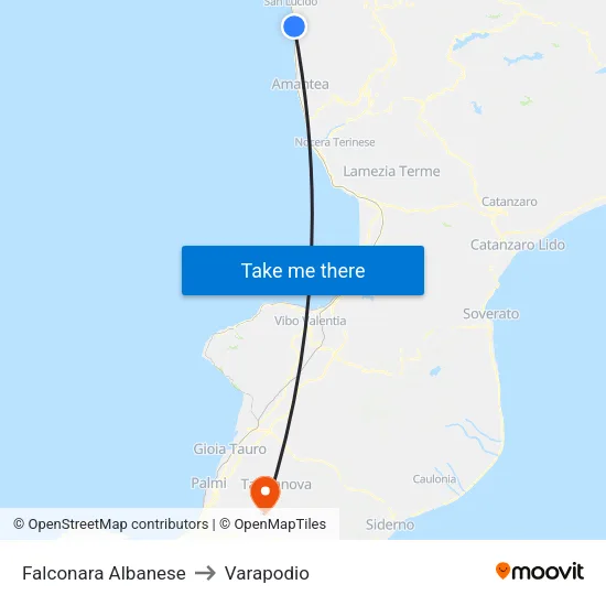 Falconara Albanese to Varapodio map