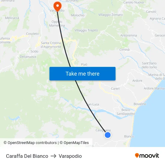 Caraffa Del Bianco to Varapodio map