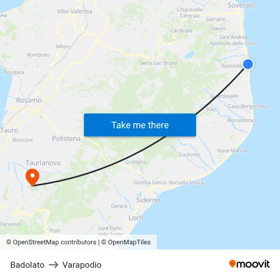 Badolato to Varapodio map
