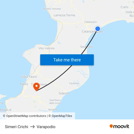 Simeri Crichi to Varapodio map