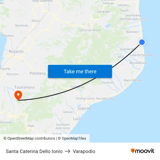 Santa Caterina Dello Ionio to Varapodio map