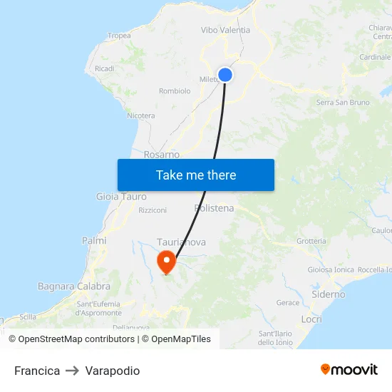 Francica to Varapodio map