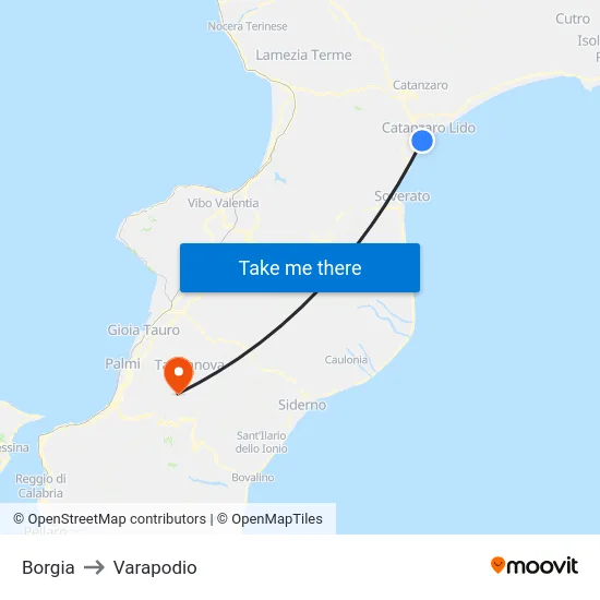 Borgia to Varapodio map