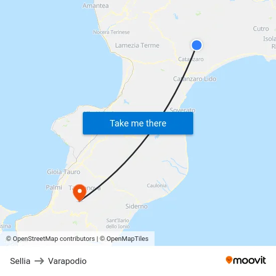 Sellia to Varapodio map