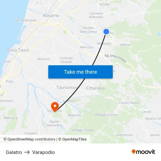Galatro to Varapodio map