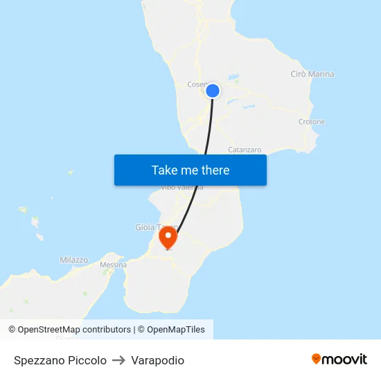 Spezzano Piccolo to Varapodio map
