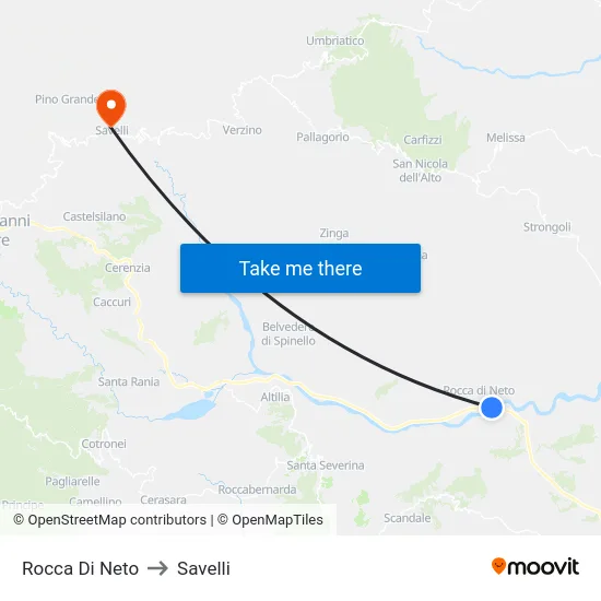 Rocca Di Neto to Savelli map